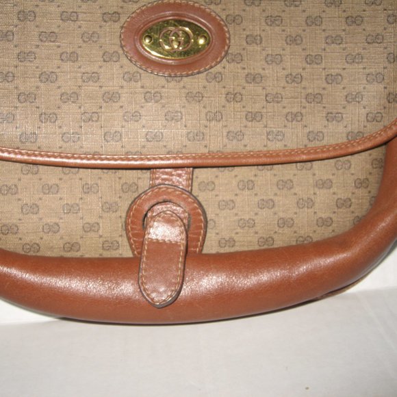 ❤️GUCCI Micro G Logo Print Brown Flap Crossbody Purse - Picture 4 of 14